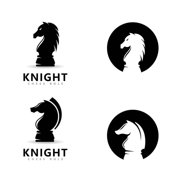 Chess Knight Role Logo Vector Ikoner För Schackpjäser — Stock vektor