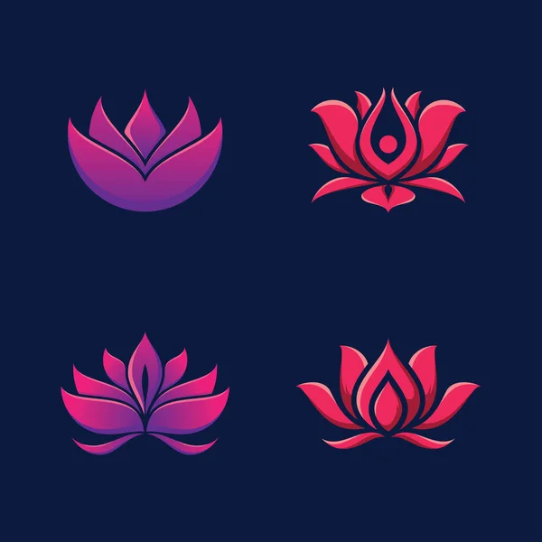 美容ハスの花のロゴスパのロゴベクトルヨガとセラピーシンボル — ストックベクタ