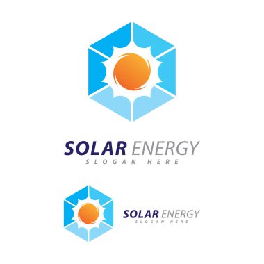 Güneş enerjisi logosu tasarım şablonu. Yaratıcı Güneş Paneli Elektrik Logosu 