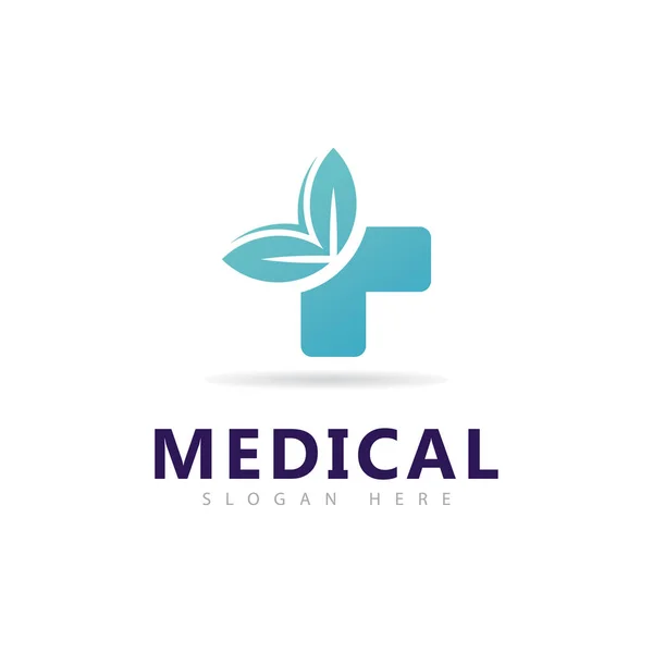 Plantilla Del Vector Del Logotipo Médico Hoja Diseño Creativo Del — Vector de stock