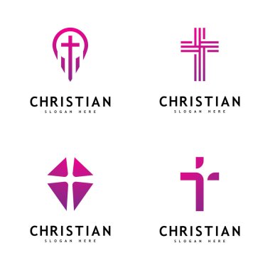 Hıristiyan Kilisesi logosu yaratıcı Cross tasarım vektörü