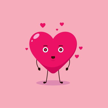 Sevimli Aşk Vektörü çizgi film karakteri çizimi basit düz tasarım biçimi 