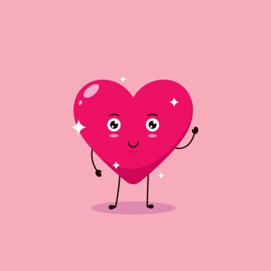 Sevimli Aşk Vektörü çizgi film karakteri çizimi basit düz tasarım biçimi 