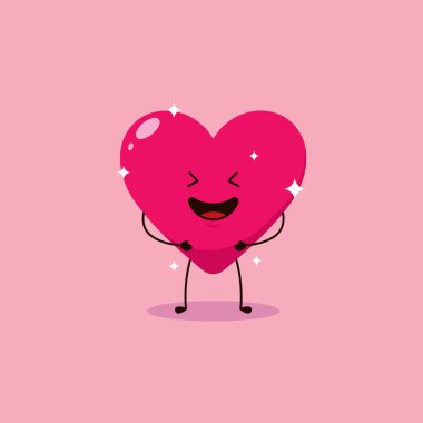 Sevimli Aşk Vektörü çizgi film karakteri çizimi basit düz tasarım biçimi 