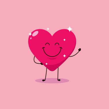 Sevimli Aşk Vektörü çizgi film karakteri çizimi basit düz tasarım biçimi 