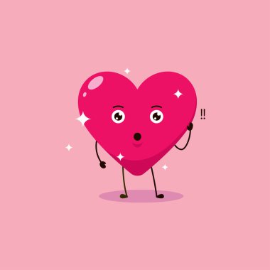 Sevimli Aşk Vektörü çizgi film karakteri çizimi basit düz tasarım biçimi 