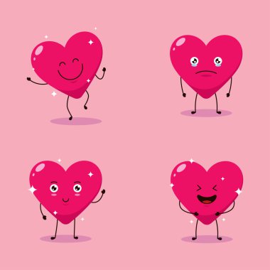 Sevimli Aşk Vektörü çizgi film karakteri çizimi basit düz tasarım biçimi 