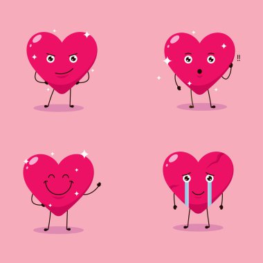 Sevimli Aşk Vektörü çizgi film karakteri çizimi basit düz tasarım biçimi 