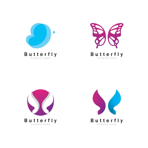 Plantilla Logotipo Mariposa Diseño Icono Vector — Vector de stock