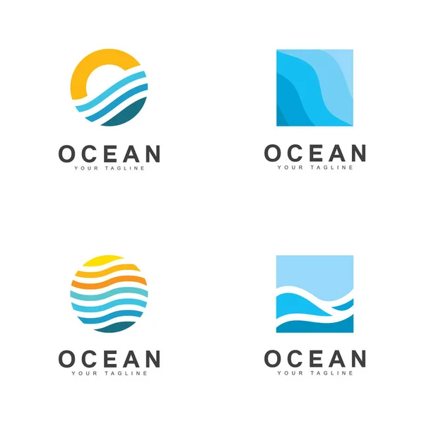 Okyanus Dalgası Logo Şablonu Vektörü, Okyanus basit ve modern logo tasarımı