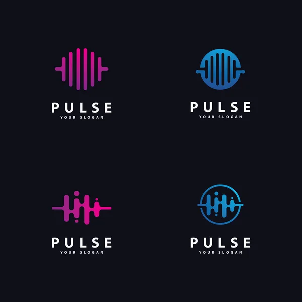 Pulse Wave logo taşıyıcısı. Yaratıcı ses dalgaları logo tasarım şablonu