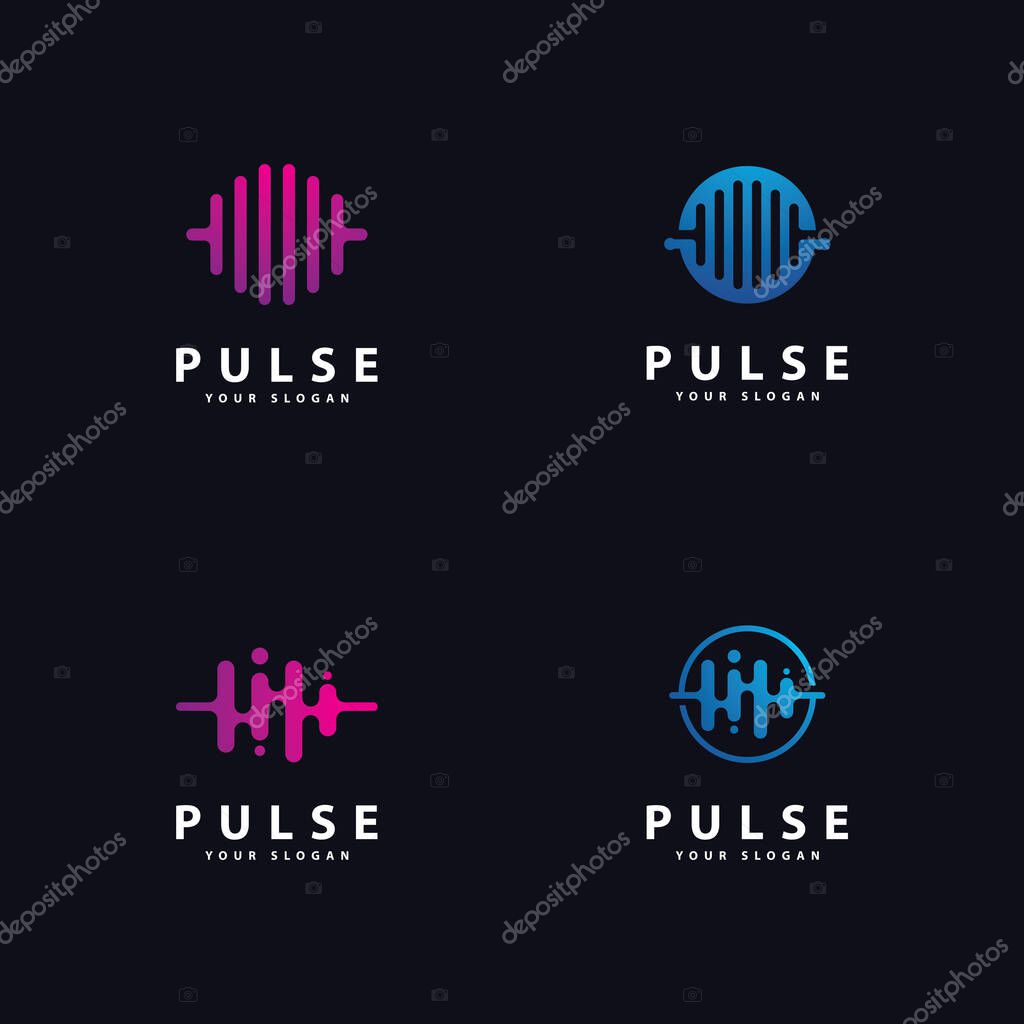 Pulse Wave  logo Vector. Creative Sound waves  logo concept design template