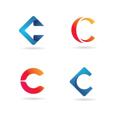 İlk C logo vektör şablonu, soyut C harfi logoti markaları, şirket logosu, Vector Illustration
