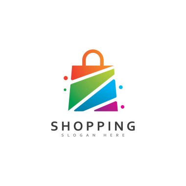 Çevrimiçi Dükkan Logo Vektörü, Dükkan logosu tasarım şablonu, illüstrasyon, büyük modern ve simgesel logo