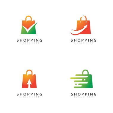 Çevrimiçi Dükkan Logo Vektörü, Dükkan logosu tasarım şablonu, illüstrasyon, büyük modern ve simgesel logo