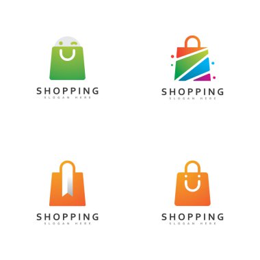 Çevrimiçi Dükkan Logo Vektörü, Dükkan logosu tasarım şablonu, illüstrasyon, büyük modern ve simgesel logo