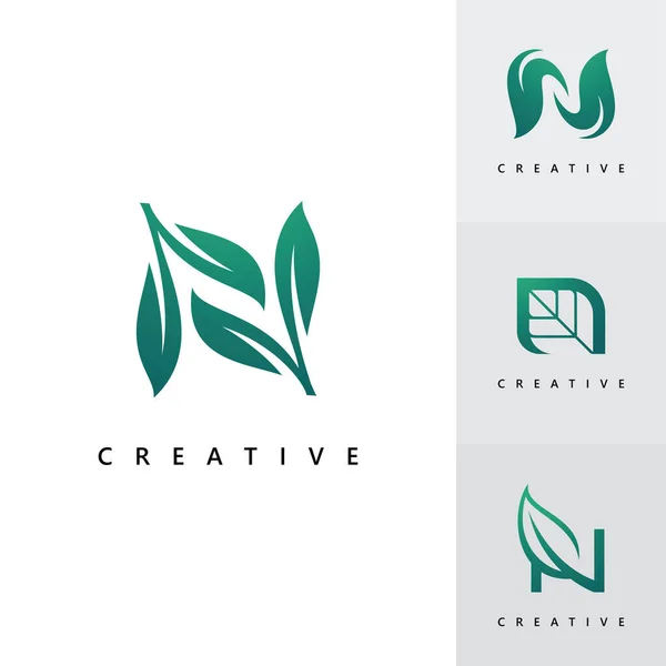 Logotyp Design Och Mall Kreativa Blad Ikon Initialer Baserade Bokstäver — Stock vektor