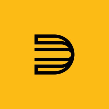 D Logosu Tasarımı ve Şablonu. Vektör içindeki yaratıcı D simgesi tabanlı harfler.