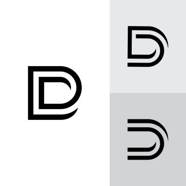 D Logosu Tasarımı ve Şablonu. Vektör içindeki yaratıcı D simgesi tabanlı harfler.