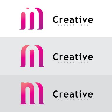 M harfi logo tasarım şablonu elementleri