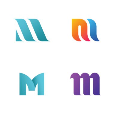 M harfi logo tasarım şablon elementleri