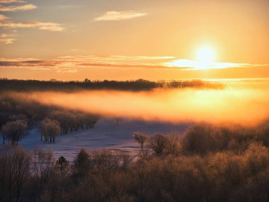 Kışın soğuk sis Hokkaido