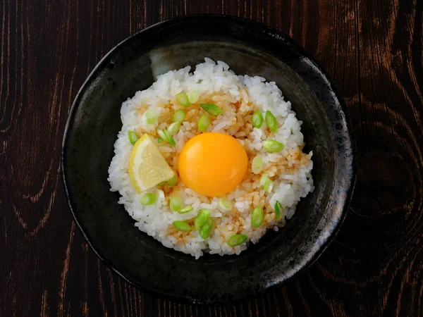 Ris Med Rått Ägg Japan — Stockfoto