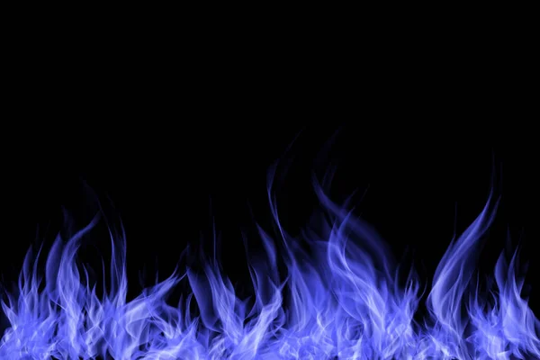 Blaues Feuer Auf Schwarzem Hintergrund — Stockfoto