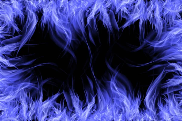 黑色背景上的蓝火 — 图库照片