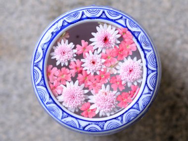 Japonya kapsülünde pembe çiçek