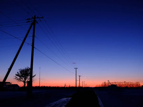 dawn in winter hokkaido morning