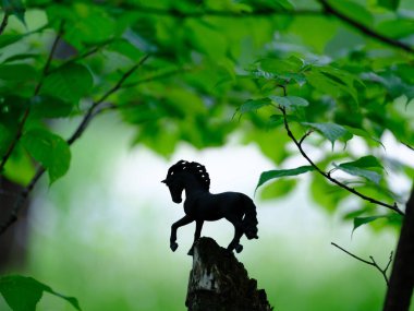 At figürü ve yeşil orman