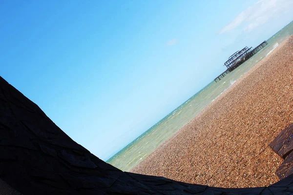 Abstraktes Brighton Beach Scene Mit Altem Pier Hintergrund West Sussex — Stockfoto