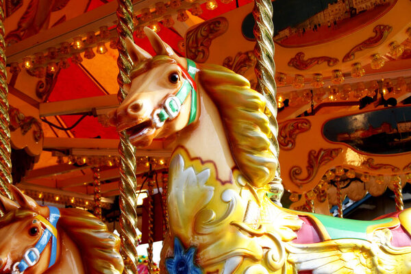 Abstract and colourful carousel beach scene