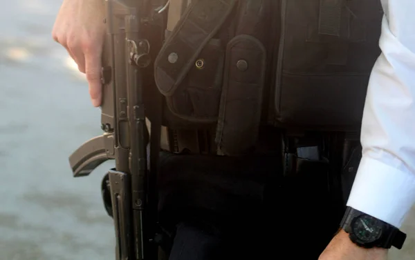 Armed Policeman London England — Stock Photo, Image