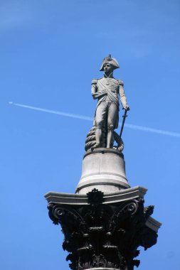 Nelsons Sütunu 'nun arka planında Londra' da bir uçağı var.