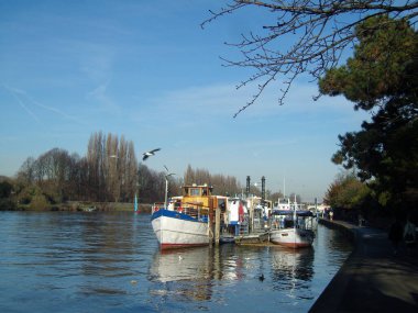 Kingston Thames nehri sahnesinde Londra İngiltere