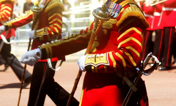 Marsz Gwardzistów Podczas Trooping Colour London Anglia — Zdjęcie stockowe