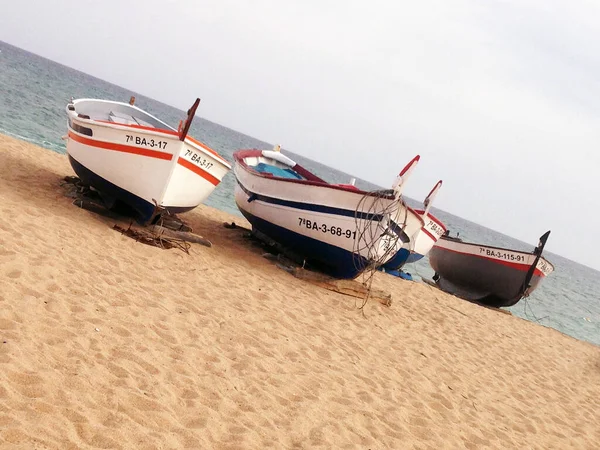 Mare Barca Spiaggia Scena Spagna — Foto Stock