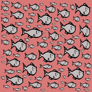 Elle çizilmiş balıkla kusursuz desen. 