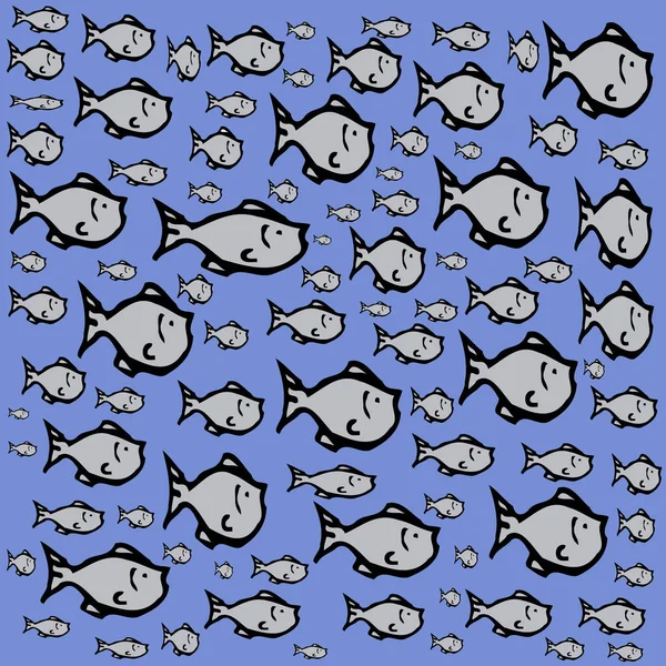 Hladký Vzor Ručně Taženými Rybami — Stock fotografie