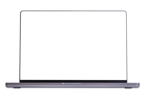 Vista Frontal Laptop Isolado Com Espaço Vazio Fundo Branco — Fotografia de Stock