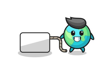 Toprak karikatürü güzel bir tabela asıyor.