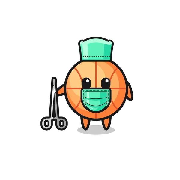 Cirurgião Mascote Basquete Personagem Projeto Bonito — Vetor de Stock