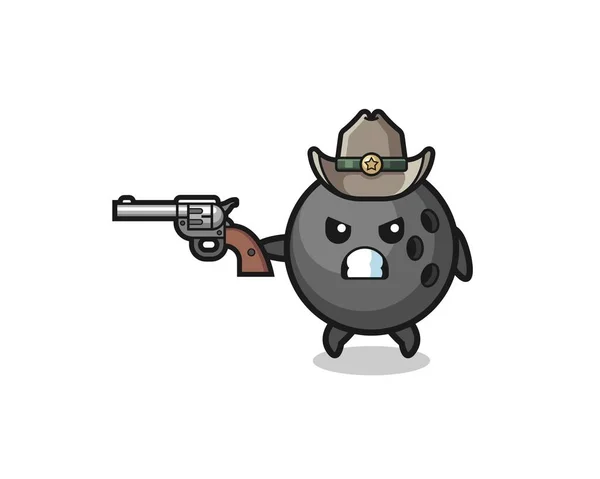 Bowling Cowboy Shooting Gun Cute Design — Stock Vector