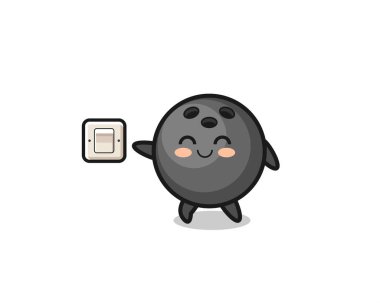 Çizgi film bowlingi ışığı kapatıyor, şirin tasarım.