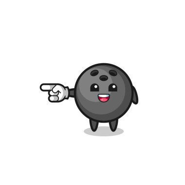 Bovling karikatürü sol işaret eden, şirin tasarım