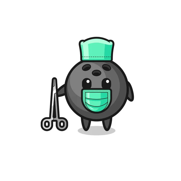 Surgeon Bowling Mascot Character Cute Design — Stock Vector