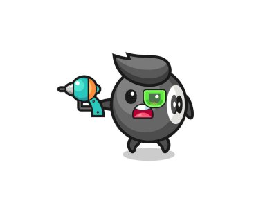 Sevimli bilardo, elinde silah, güzel tasarım.