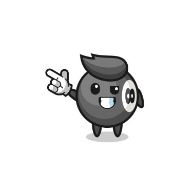 bilardo maskotu sol üstte, şirin bir tasarım.